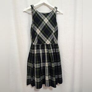 Ralph Lauren girls green black and blue plaid flannel like holiday dress